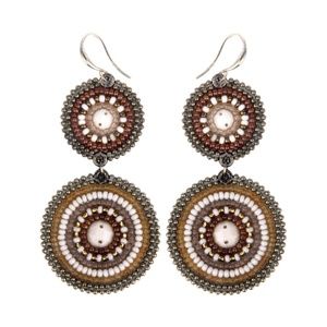 Erik & Mike Soan 2 Circle Earrings in Cream Gold.